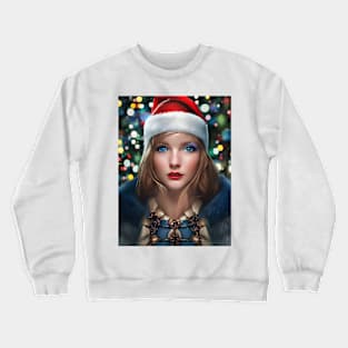 Portrait Of Female Santa Crewneck Sweatshirt